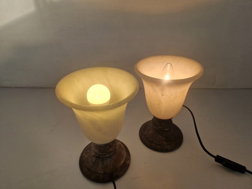 Lampes de table vintage en albâtre