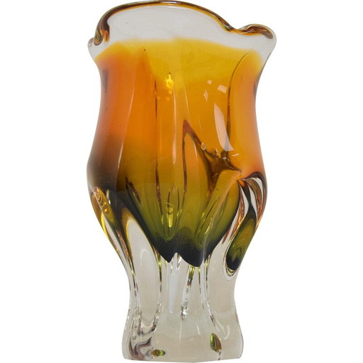 Vase vintage en verre d'art par Josef Hospodka pour Glasswork Chribska, Tchécoslovaquie, années 1960