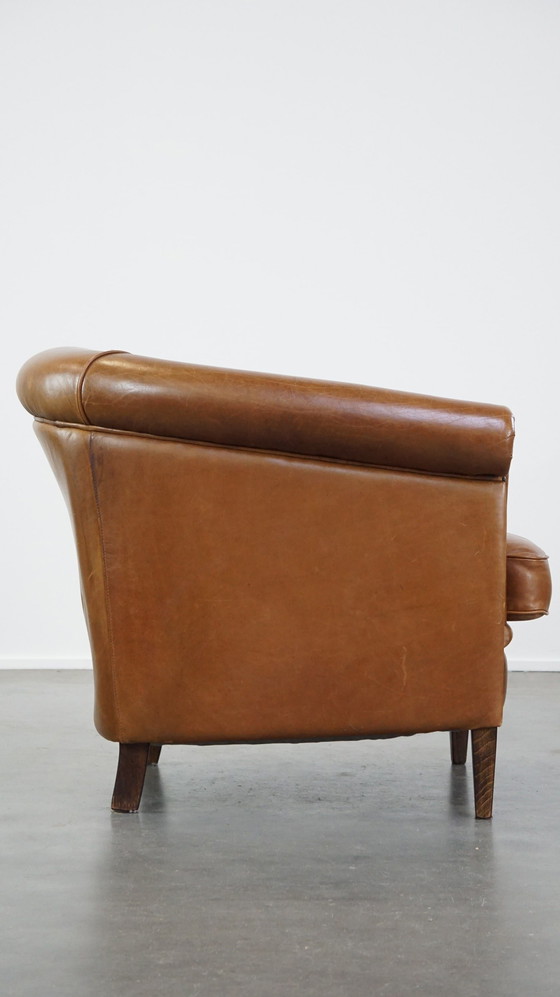 Image 1 of Fauteuil club en cuir de bœuf