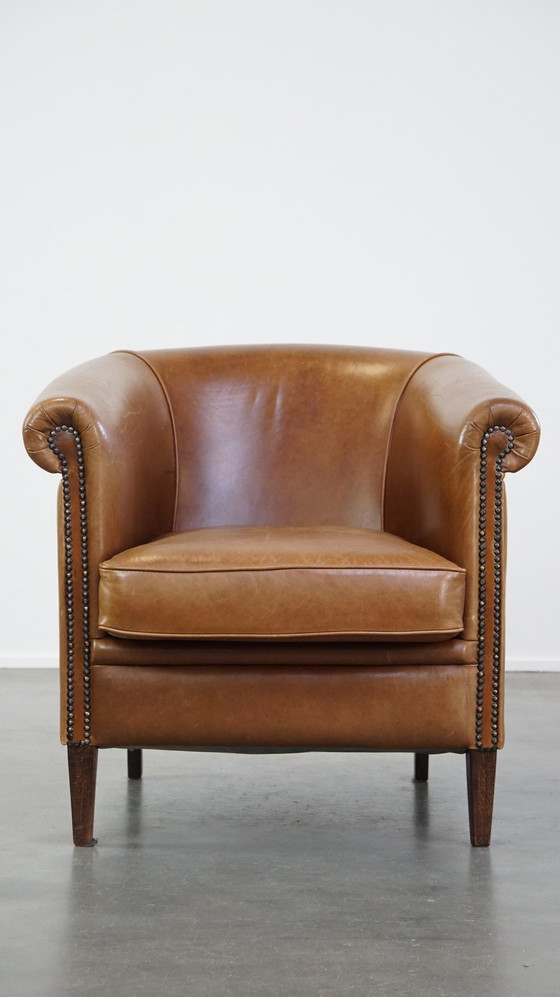 Image 1 of Fauteuil club en cuir de bœuf