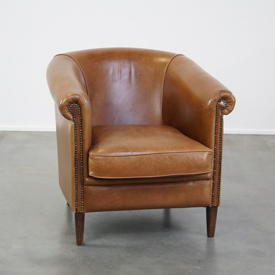 Image 1 of Fauteuil club en cuir de bœuf