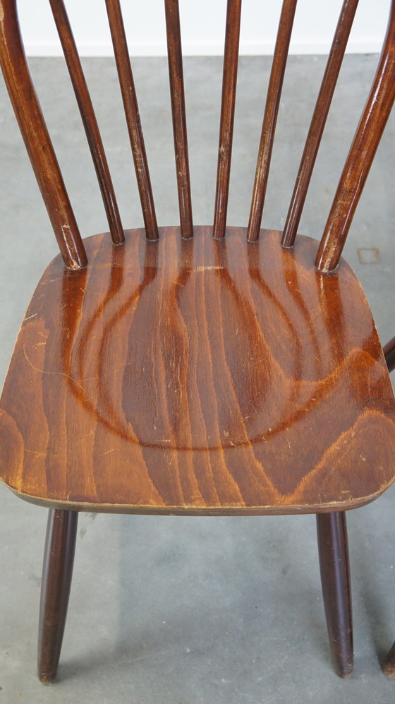 Image 1 of 8 X Chaise de bar en bois d'époque