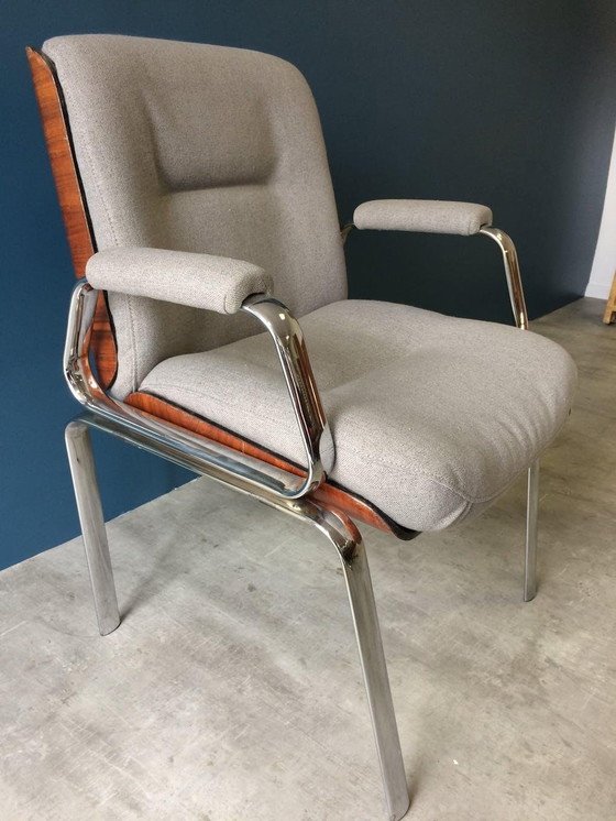 Image 1 of Fauteuil Bois Et Chrome Vintage