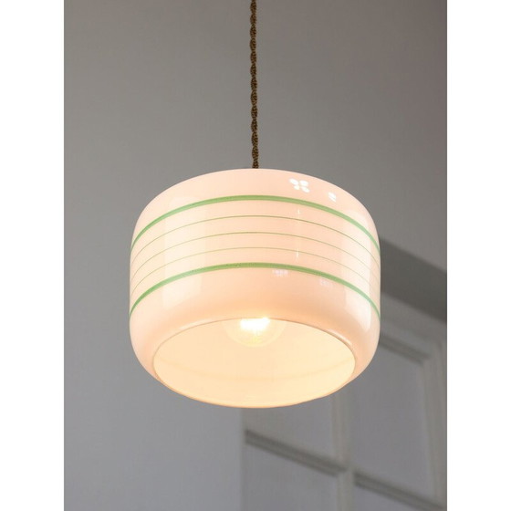 Image 1 of Lampe suspendue vintage en verre et laiton, Italie 1960