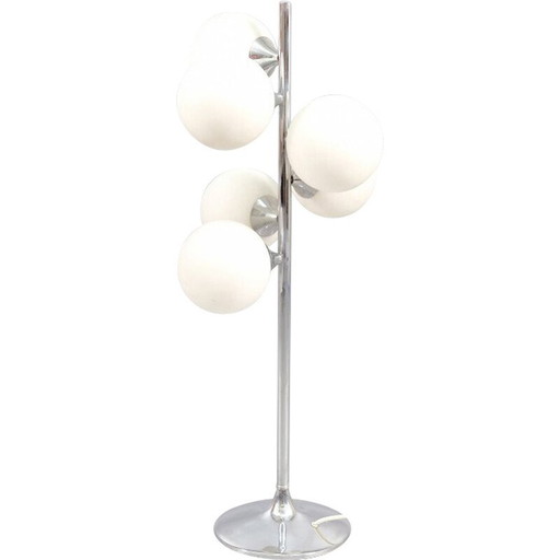 Lampe de table vintage en verre et chrome de Temde, Allemagne 1979