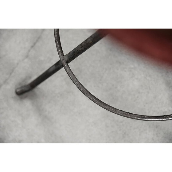 Image 1 of Tabouret pivotant vintage industriel en métal et bois, Pologne 1950s