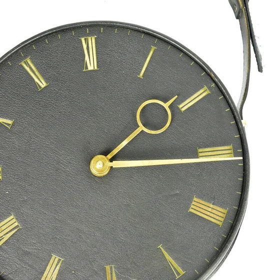 Image 1 of Horloge murale vintage en cuir Silvos, Allemagne 1970