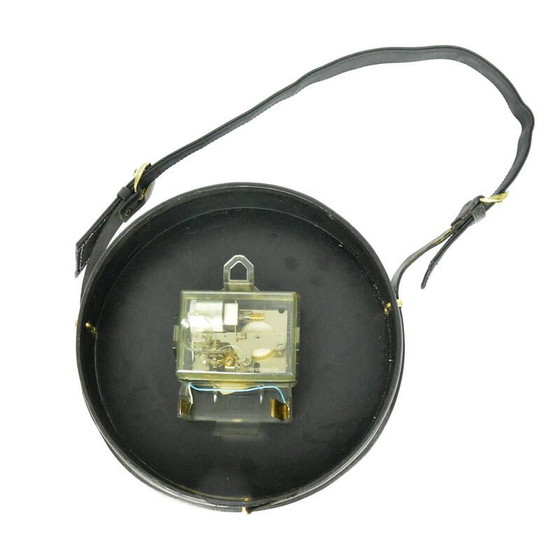 Image 1 of Horloge murale vintage en cuir Silvos, Allemagne 1970