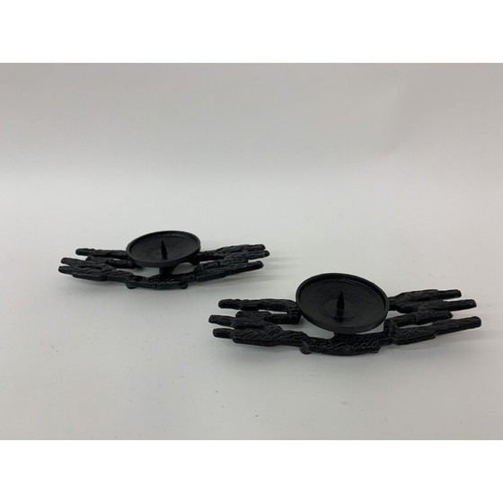 Image 1 of Paire de bougeoirs vintage en fonte brutaliste, 1970