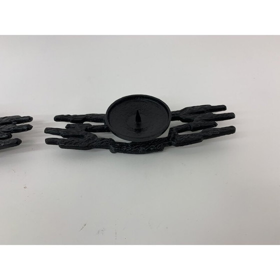 Image 1 of Paire de bougeoirs vintage en fonte brutaliste, 1970