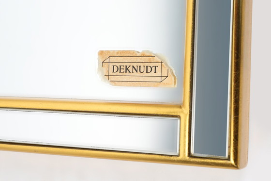 Image 1 of Grand miroir à facettes avec cadre doré par Deknudt, années 1960