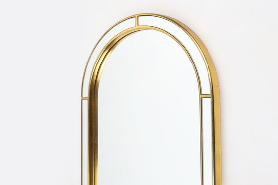 Image 1 of Grand miroir à facettes avec cadre doré par Deknudt, années 1960