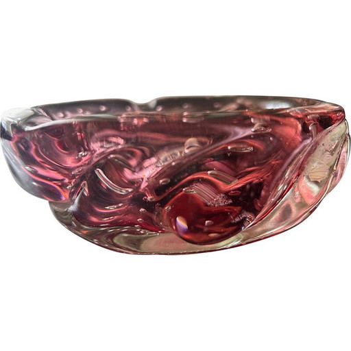 Vide-poche vintage en verre de Murano rose, Italie 1960