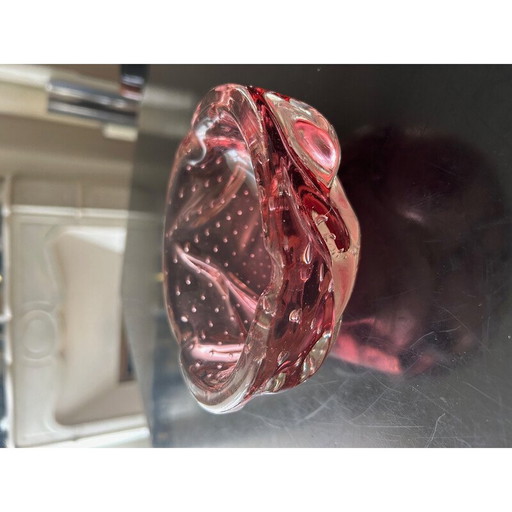 Vide-poche vintage en verre de Murano rose, Italie 1960