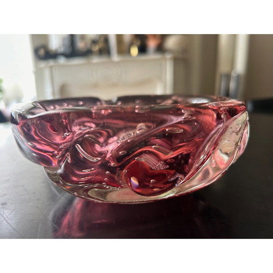 Image 1 of Vide-poche vintage en verre de Murano rose, Italie 1960