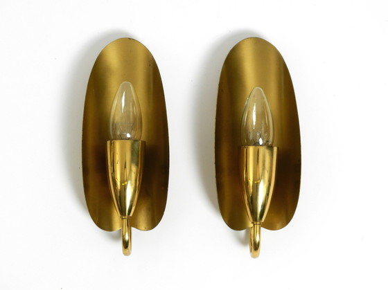 Image 1 of Deux magiques lampes murales originales en laiton de style Mid Century Modern Bag