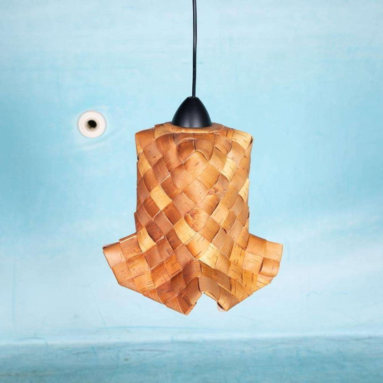 Image 1 of Suspension scandinave Japandi tressée, suspension vintage