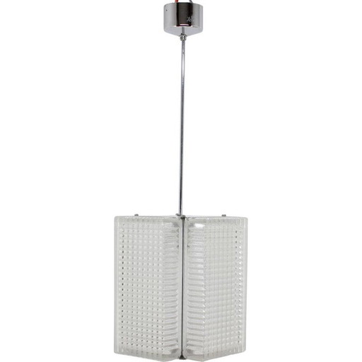 Paire de suspensions chromées et en verre, Tchécoslovaquie 1960