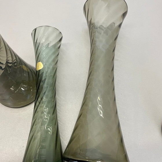 Image 1 of Ensemble de 4 vases en cristal vintage pour Alfred Taube Kristallglasfabrik, Allemagne années 1960