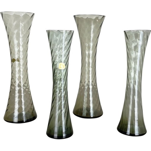Ensemble de 4 vases en cristal vintage pour Alfred Taube Kristallglasfabrik, Allemagne années 1960