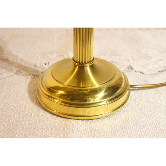 Image 1 of Lampe de table danoise vintage en laiton avec abat-jour bleu