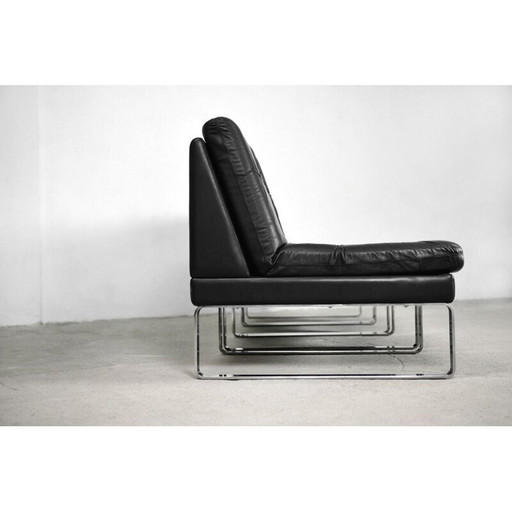 Canapé modulaire vintage en cuir et chrome pour la manufacture Klöber, Allemagne, années 1980