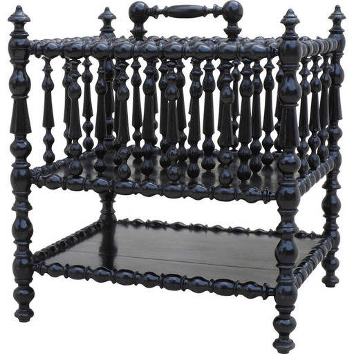 Porte-revues vintage en bois et laque noire