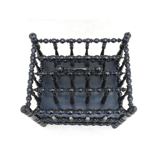 Porte-revues vintage en bois et laque noire