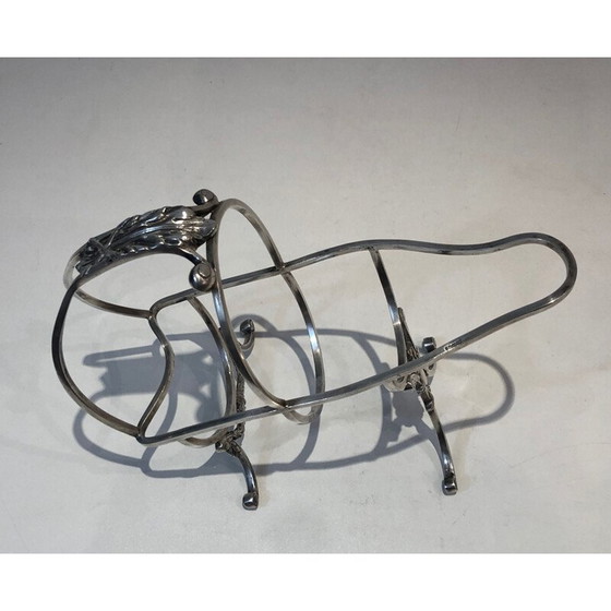 Image 1 of Porte-bouteille vintage en métal argenté, Belgique 1900