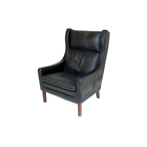 Fauteuil vintage en cuir et palissandre, Danemark, 1960