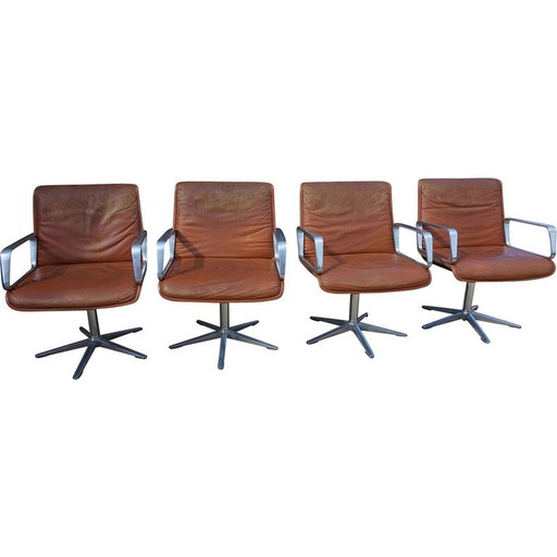 Fauteuil vintage en cuir cognac par Delta 2000 pour Wilkhahn, Allemagne 1960