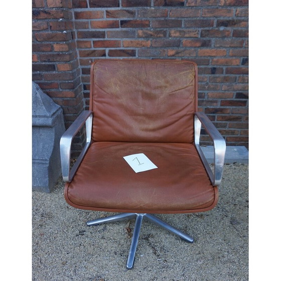 Image 1 of Fauteuil vintage en cuir cognac par Delta 2000 pour Wilkhahn, Allemagne 1960