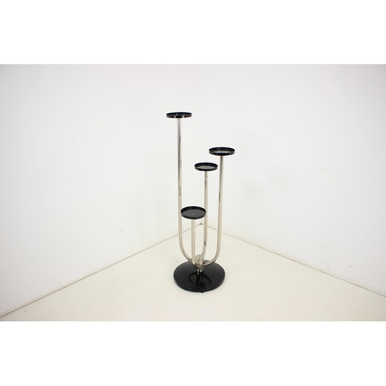 Image 1 of Etagère à fleurs chromée vintage par J.Halabala, Tchécoslovaquie années 1930