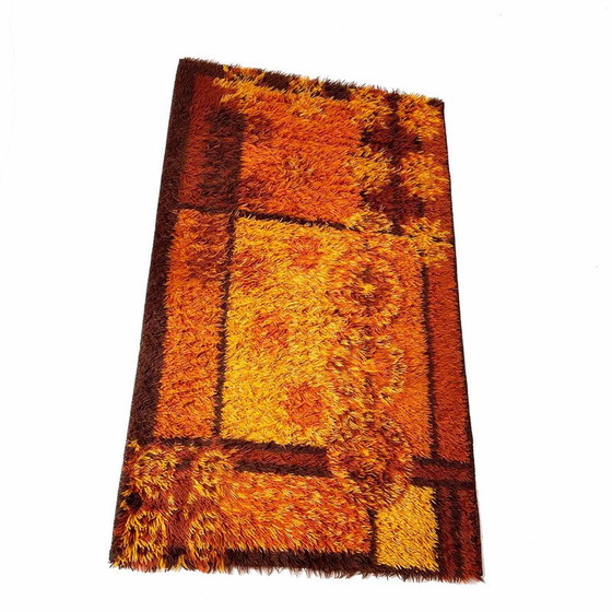 Image 1 of Tapis scandinave vintage à motifs carrés Rya par Ege Taepper, Danemark années 1960