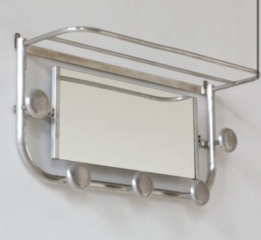 Art Déco Aluminium Porte-manteau Avec Miroir