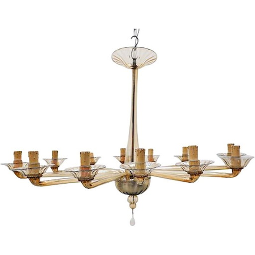 Lustre Vintage en verre de Murano Venini, Italien 1940s