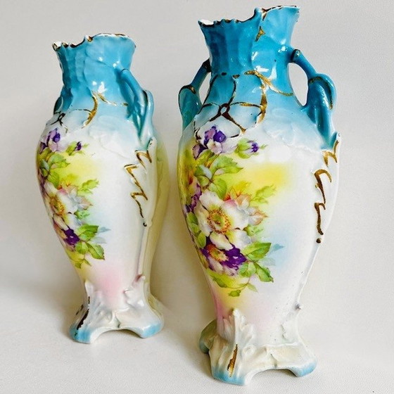 Image 1 of Ensemble de vases Art nouveau porcelaine Tchécoslovaquie années 1920