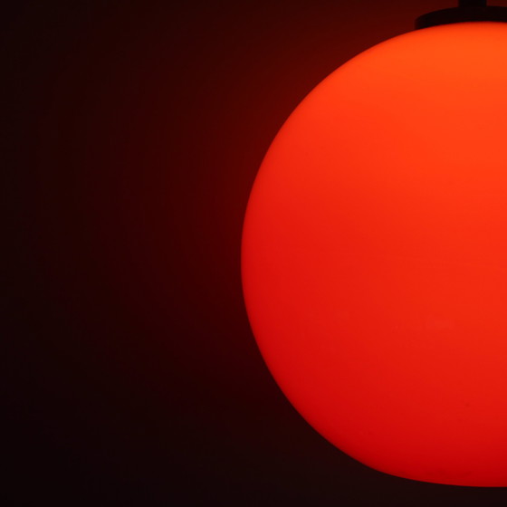 Image 1 of Lampe pendante vintage 70S en verre rouge