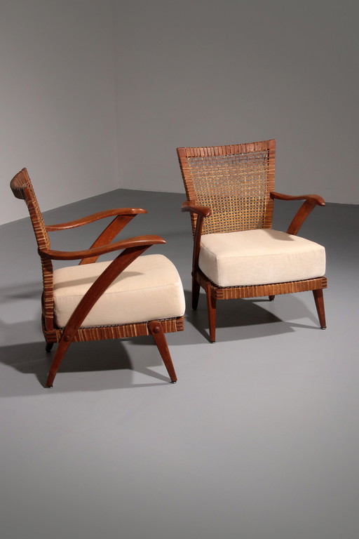 Chaises longues Élégance intemporelle : Chaises hollandaises en hêtre des années 1930