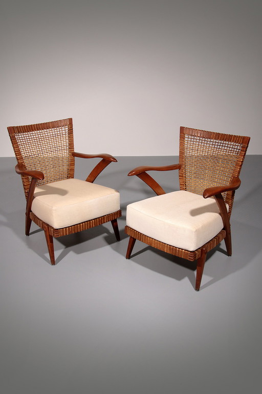 Chaises longues Élégance intemporelle : Chaises hollandaises en hêtre des années 1930