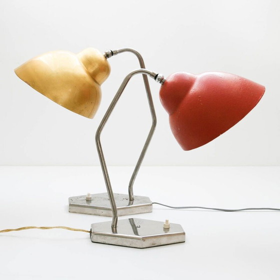 Image 1 of Lampe de table vintage cramoisie d'Inkop, années 1960