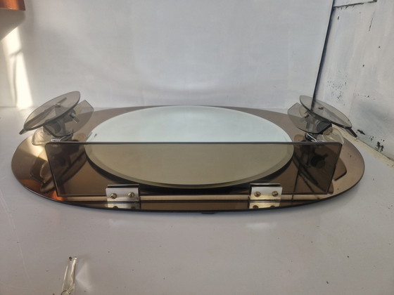 Image 1 of Miroir italien space age avec deux appliques