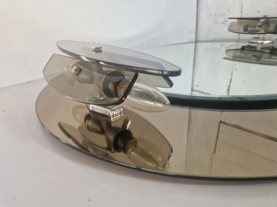 Image 1 of Miroir italien space age avec deux appliques
