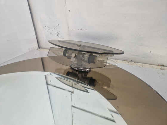Image 1 of Miroir italien space age avec deux appliques
