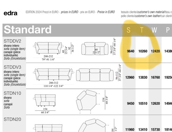 Image 1 of Edra Standard Sofa 232Cm Fabric T 8480 Lp € 10,260
