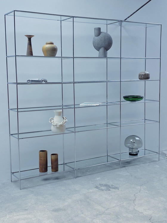 Image 1 of Poul Cadovious Pour Royal System "Abstracta" Chrome Verre Étagère Modulaire, Danemark années 1960