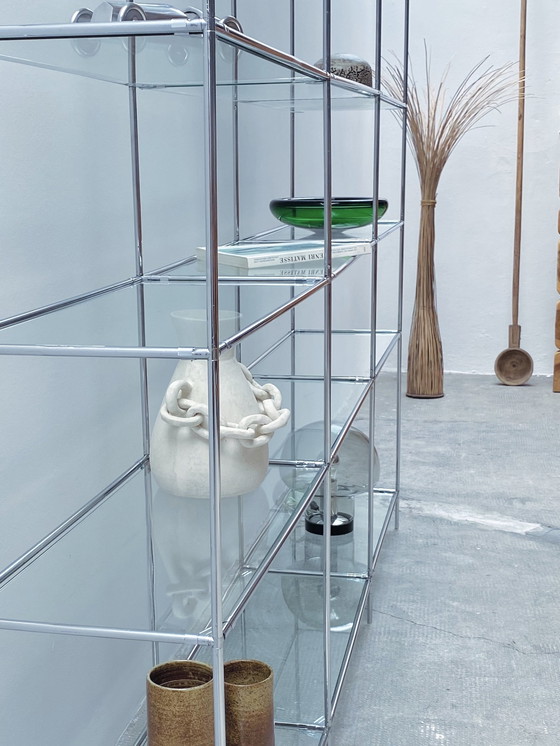 Image 1 of Poul Cadovious Pour Royal System "Abstracta" Chrome Verre Étagère Modulaire, Danemark années 1960