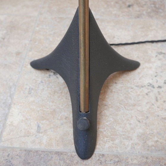 Image 1 of Lampadaire vintage incurvé avec abat-jour en mercure, Pays-Bas 1960