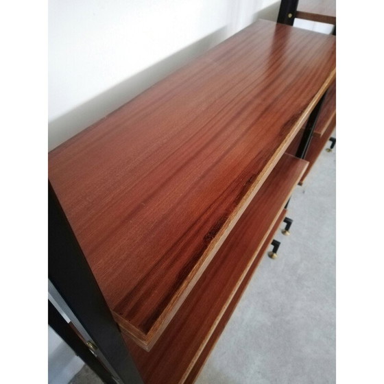 Image 1 of Paire de bibliothèques vintage avec structure en fer et nid d'abeille en bois, Italie 1960