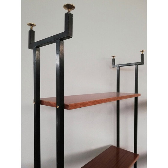 Image 1 of Paire de bibliothèques vintage avec structure en fer et nid d'abeille en bois, Italie 1960